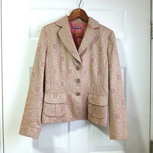 Ann Taylor Pink and Cream Jacquard Jacket Size 10
